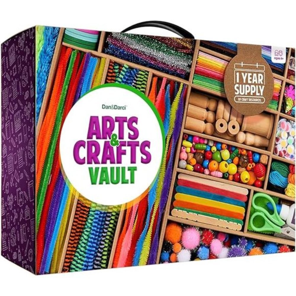 Arts and Crafts Vault - 1000+ Piece Craft Supplies Kit in a Box for Kids Ages 4